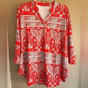 Verabendi Red Paisley Tunic Top